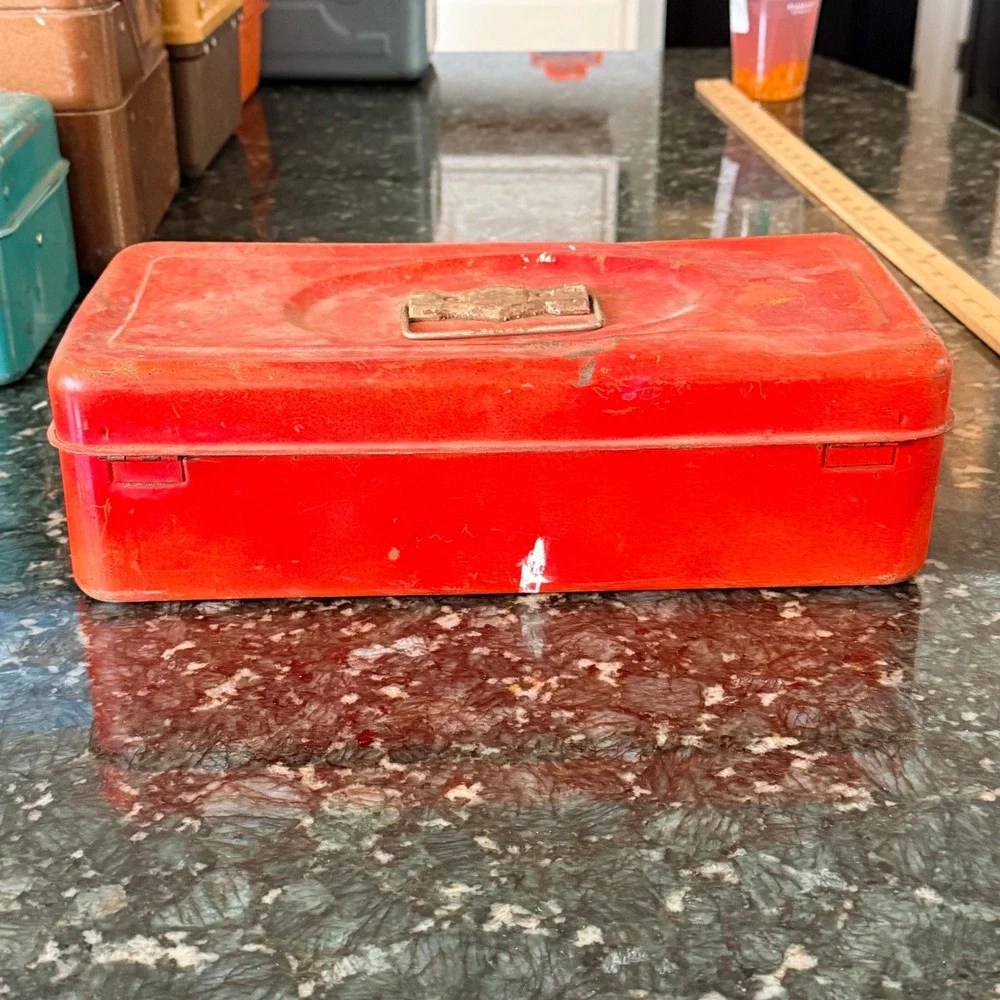 Union Model 4013 Utility Box Metal Tool Chest Red 13in Steel Vintage USA Made